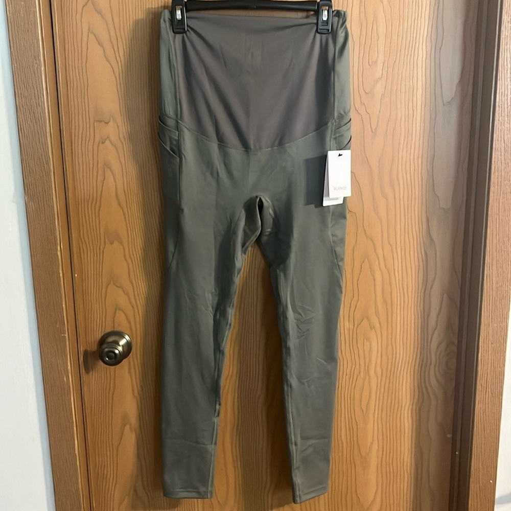 Blanqi‎ Olive Green Maternity Pocket Leggings NWT Medium - Picture 3 of 13
